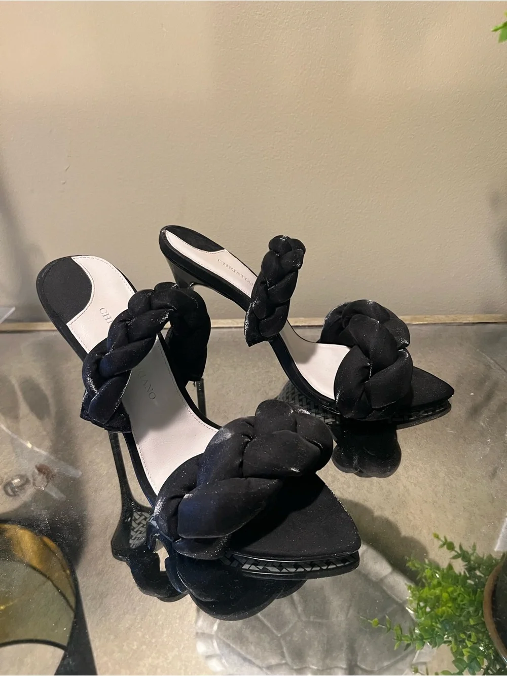 Christian Siriano Braided Black Stiletto Mules size 8.5